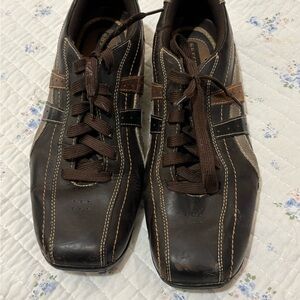 Skechers Mens Diameter Blake Oxfords Shoes Dark Brown Leather Cushioned Sz 12